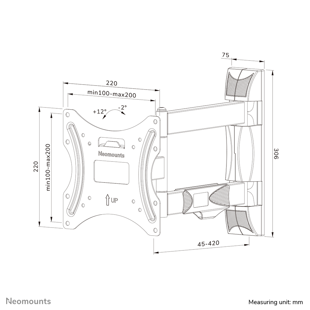 Neomounts WL40-550BL12 TV-Wandhalterung 32-55" - volle Bewegung - einfache Installation
